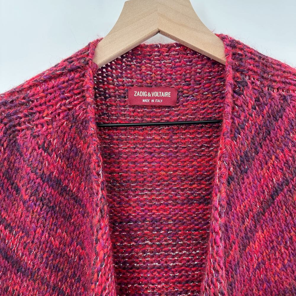 Zadig & Voltaire Daphnee Pegasus Open Cardigan Alpaca Blend in Red Marled Size S - Picture 7 of 13